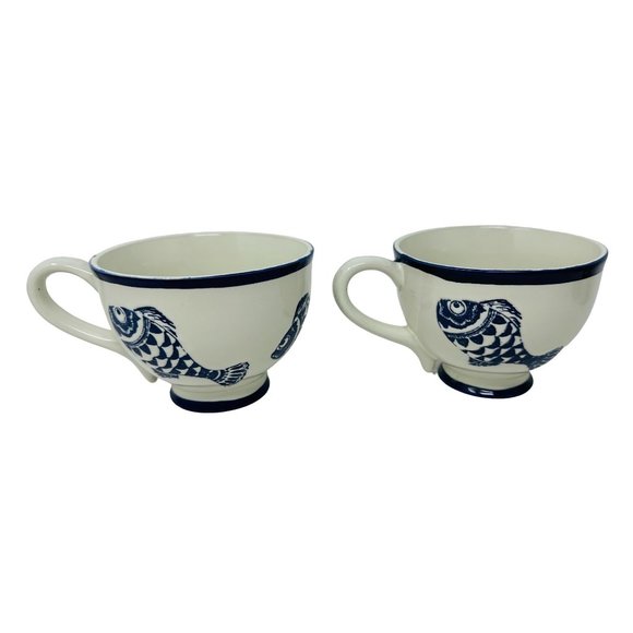 Blue Sky Ceramic Set of 2 Under the Sea Fish Coffee Tea Mug Cup - Picture 2 of 9